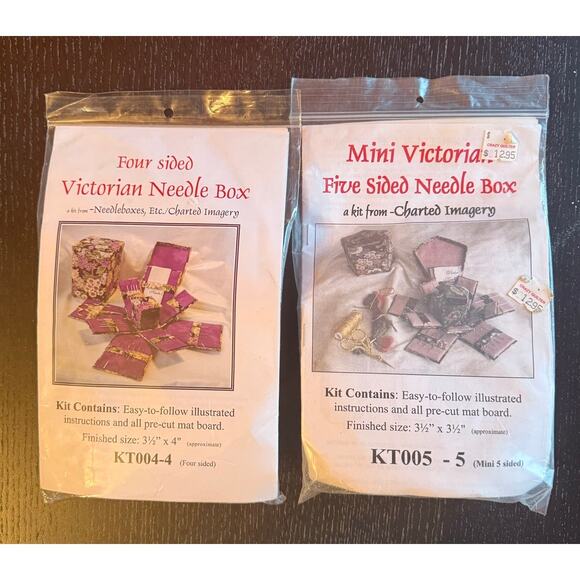 Lot of 2 Charted Imagery Victorian Needle Box Kits KT004 KT005 Sewing Quilting - Picture 1 of 4